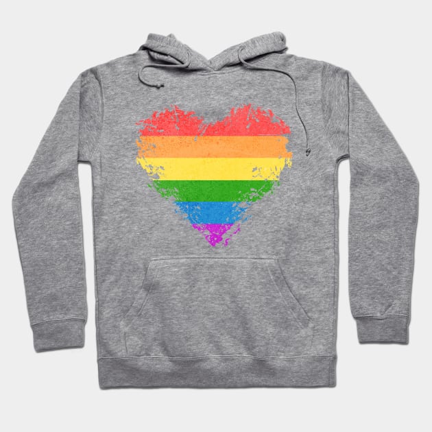 LGBTQ Gay Lesbian Pride Heart Flag Pride Month Hoodie by Brookcliff